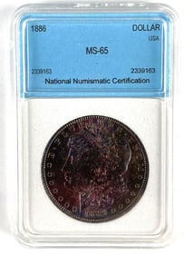 NNC Graded 1886 US $1 Morgan Silver Dollar MS65