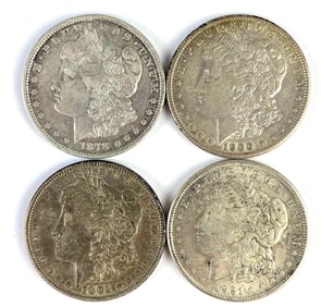Group of 4 US Morgan Silver Dollars