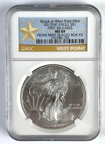 NGC Graded 2013-W US $1 American Silver Eagle 1oz Silver Dollar MS69