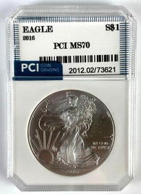 PCI Graded 2016 US $1 American Silver Eagle 1oz Silver Dollar MS70