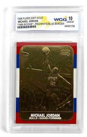 WCG Graded 1998 Fleer Michael Jordan 1986 Rookie 23K Gold Gem Mint 10