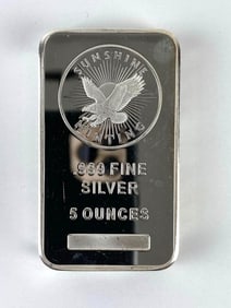Sunshine Minting 5 oz .999 Fine Silver Ingot/ Bar