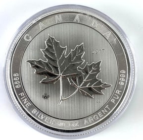 2017 Canada $50 Maple Leaf with Maple Leaf Privy 10 oz .999 Fine Silver Coin