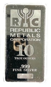 Republic Metals Corporation 10 oz .999 Fine Silver Ingot/ Bar