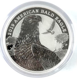 2019 Tuvalu $2 American Bald Eagle with Pig Privy 2 oz .999 Silver Coin