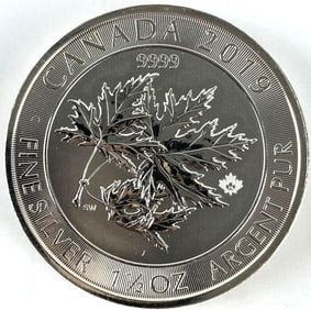 2019 Canada $8 Maple Leaf with Maple Leaf Privy 1.5 oz .999 Fine Silver Coin