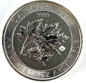 2018 Canada $8 Maple Leaf with Maple Leaf Privy 1.5 oz .999 Fine Silver Coin
