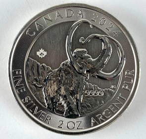 2024 Canada $10 Ice Age Woolly Mammoth with Maple Leaf Privy 2 oz .999 Fine Silver Coin