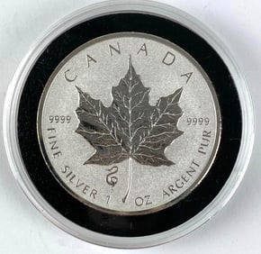 2013 Canada $5 Maple Leaf with Snake Privy 1 oz .999 Fine Silver Coin