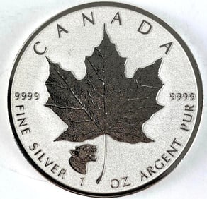 2017 Canada $5 Maple Leaf with Cougar Privy 1 oz .999 Fine Silver Coin