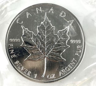 1999 Canada $5 Maple Leaf 1 oz .999 Fine Silver Coin