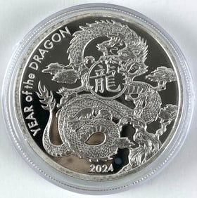 2024 Asahi Refining Lunar Calendar Series Year of the Dragon 1 oz .999 Fine Silver Round