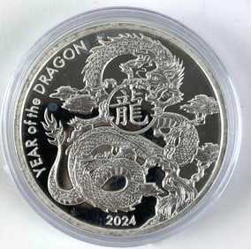 2024 Asahi Refining Lunar Calendar Series Year of the Dragon 1 oz .999 Fine Silver Round