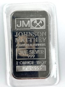 Johnson Matthey 1 oz .999 Fine Silver Ingot/ Bar