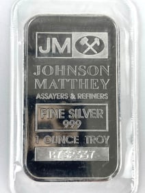 Johnson Matthey 1 oz .999 Fine Silver Ingot/ Bar