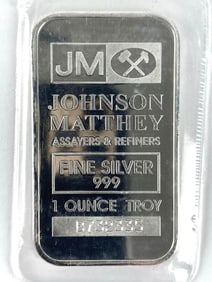 Johnson Matthey 1 oz .999 Fine Silver Ingot/ Bar