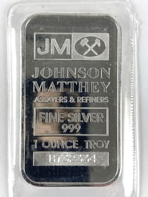 Johnson Matthey 1 oz .999 Fine Silver Ingot/ Bar