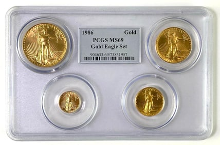 PCGS 1986 US American Gold Eagle Coin Set 1oz 1/2oz 1/4oz 1/10oz