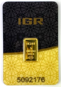 IGR 1 Gram .999 Fine Gold Ingot/Bar