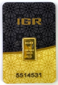 IGR 1 Gram .999 Fine Gold Ingot/Bar