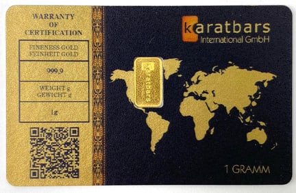 Karatbars 1 Gram .999 Fine Gold Ingot/ Bar