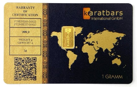 Karatbars 1 Gram .999 Fine Gold Ingot/ Bar