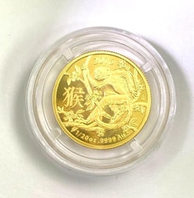 2016 Australia $5 Lunar Series Monkey 1/20 oz .999 Fine Gold Coin