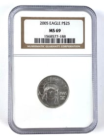 NGC Graded 2005 $25 US Platinum Eagle 1/4 oz .9995 Platinum MS 69