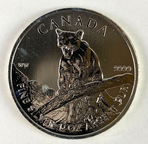 2012 Canada $5 Cougar 1 oz .999 Fine Silver Coin