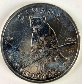 2012 Canada $5 Cougar 1 oz .999 Fine Silver Coin