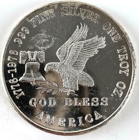 Vintage 1976 Tri State Refining God Bless America 1 oz .999 Fine Silver Round