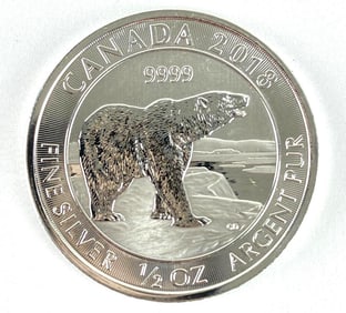 2018 Canada $2 Polar Bear 1/2 oz .999 Fine Silver