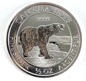 2018 Canada $2 Polar Bear 1/2 oz .999 Fine Silver