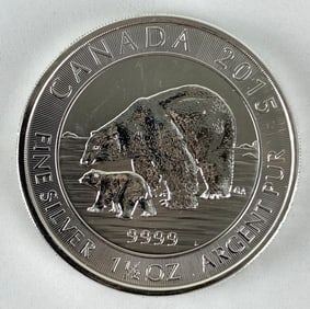 2015 Canada $8 Polar Bear 1.5 oz .999 Fine Silver Round