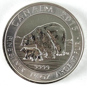 2015 Canada $8 Polar Bear 1.5 oz .999 Fine Silver Round