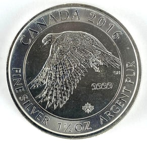 2016 Canada $8 White Falcon 1 1/2 oz .999 Fine Silver Round