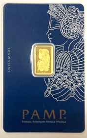 Pamp Suisse 2.5 Gram .9999 Fine Gold Bar in Assay Fortuna Lady