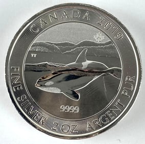 2019 Canada $10 Killer Whale 2 oz .999 Fine Silver Coin