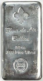 Fleur Di Lis 50 oz .999 Fine Silver Bar