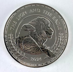 2024 British 2 Pound The Lion and the Eagle 1 oz .999 Fine Silver Coin