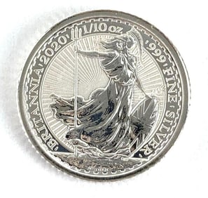 2020 Great Britain 20 Pence Britannia 1/10oz .999 Fine Silver Coin