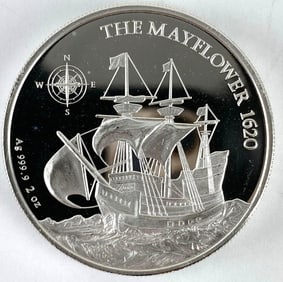 2022 NIUE $5 The Mayflower 2 oz .999 Fine Silver Round
