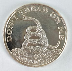 Boston Tea Party Dont Tread On Me 1 oz .999 Fine Silver Round