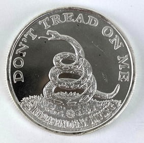 Boston Tea Party Dont Tread On Me 1 oz .999 Fine Silver Round