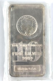 Highland Mint Morgan Design 10 oz .999 Fine Silver Ingot/ Bar