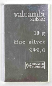 Valcambi Suisse 10 gram .999 Fine Silver Ingot