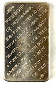 A Mark 10 oz .999 Silver Ingot/ Bar