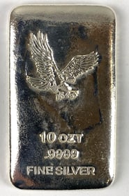 Eagle Design 10 oz .999 Silver Ingot/ Bar