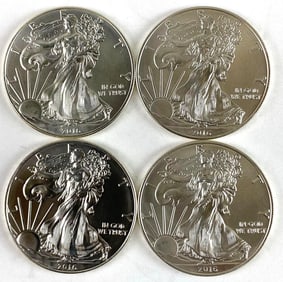 Group of 4 2016 US $1 American Silver Eagle 1 oz .999 Silver Coins