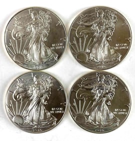 Group of 4 2016 US $1 American Silver Eagle 1 oz .999 Silver Coins